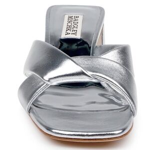Badgley Mischka Metallic Silver Mules